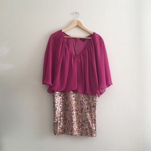 NWOT Rampage Pink Chiffon Sequen Dress